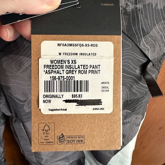NWT North Face Freedom Insulated Snow Ski Pant Asphalt Gray Rom Print XS - Picture 5 of 5